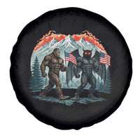 Patriotic Bigfoot And Mothman Spare Tire Cover Funny Cryptid Lover Gift