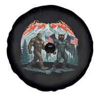 Patriotic Bigfoot And Mothman Spare Tire Cover Funny Cryptid Lover Gift