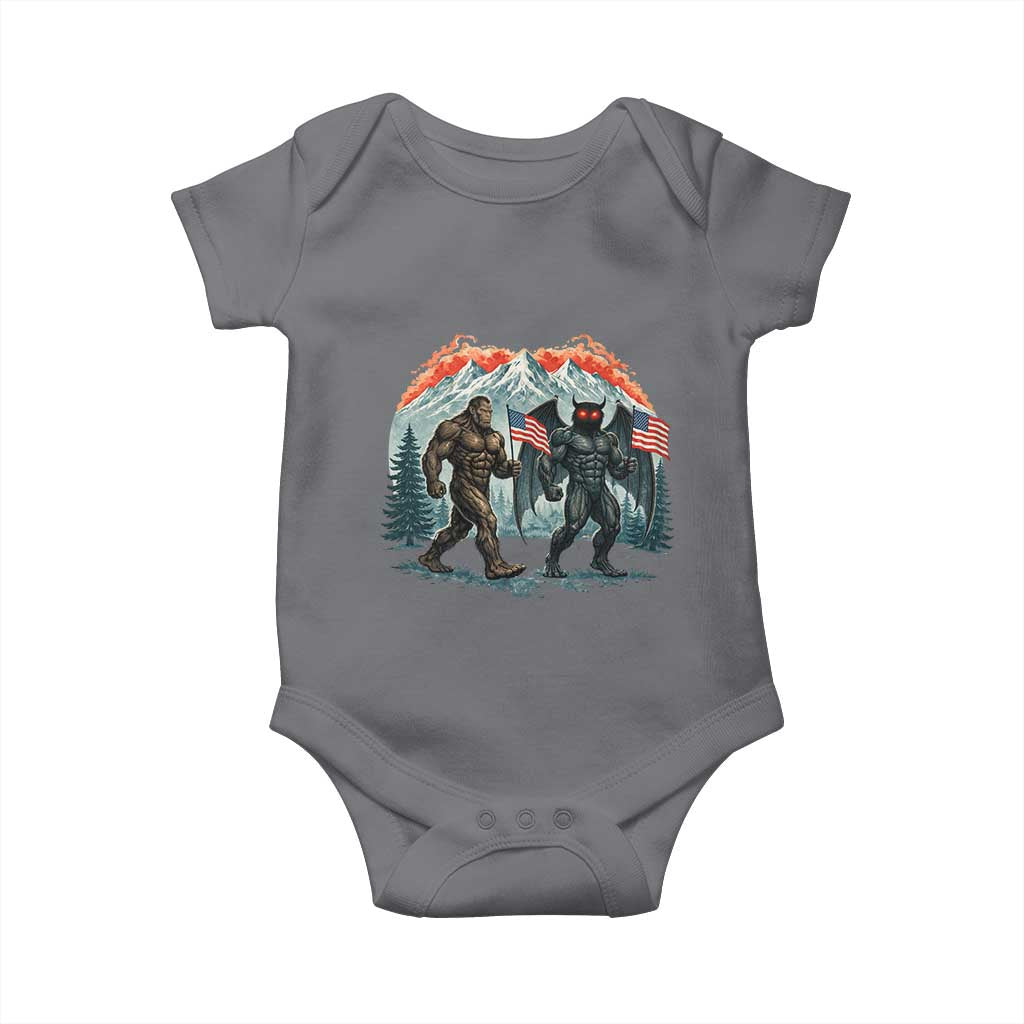 Patriotic Bigfoot And Mothman Baby Onesie Funny Cryptid Lover Gift