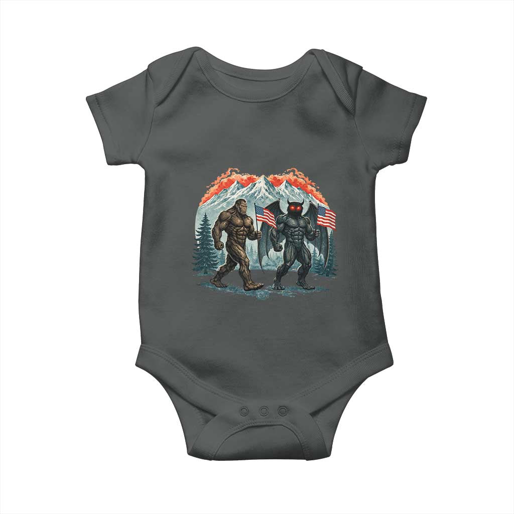 Patriotic Bigfoot And Mothman Baby Onesie Funny Cryptid Lover Gift