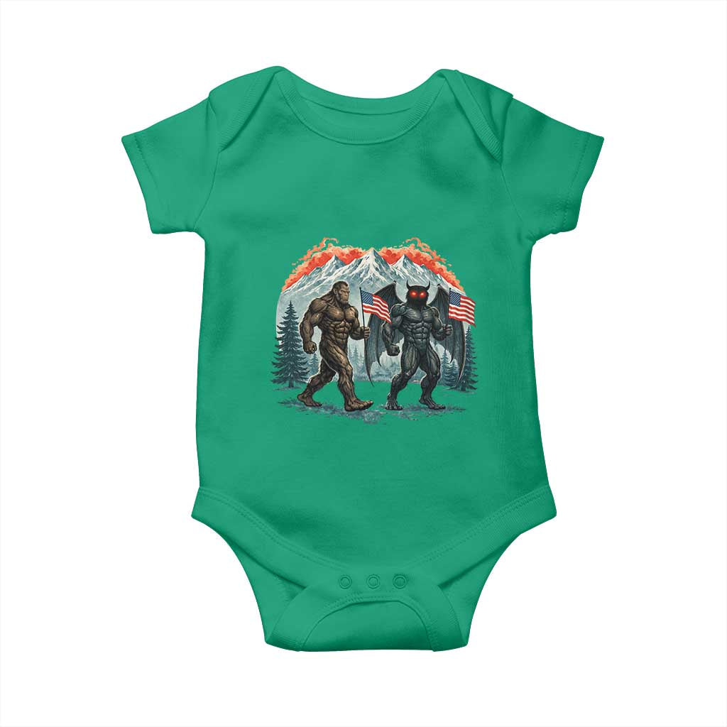 Patriotic Bigfoot And Mothman Baby Onesie Funny Cryptid Lover Gift