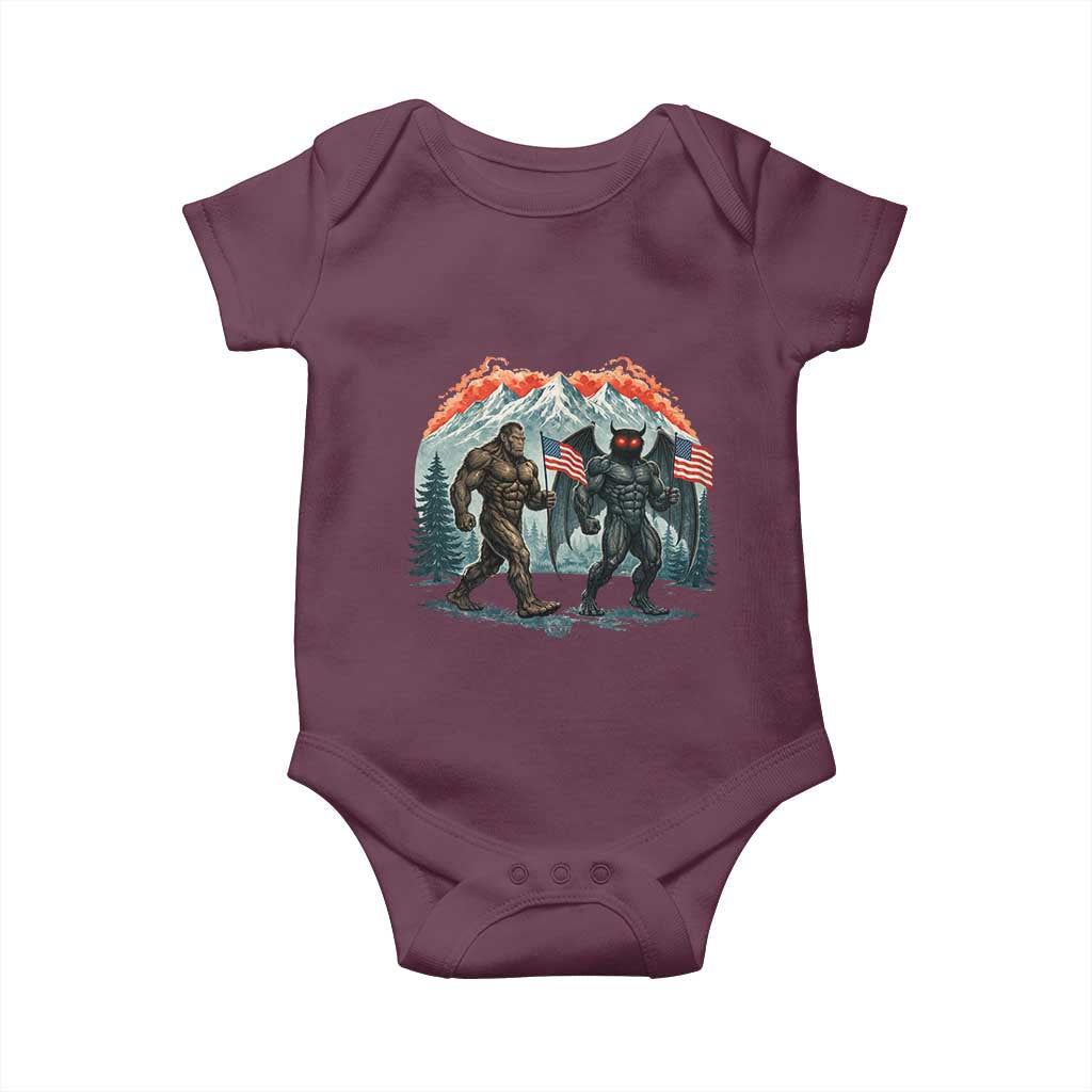 Patriotic Bigfoot And Mothman Baby Onesie Funny Cryptid Lover Gift