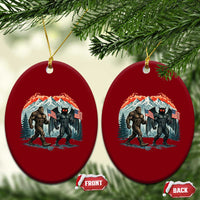 Patriotic Bigfoot And Mothman Ceramic Ornament Funny Cryptid Lover Gift