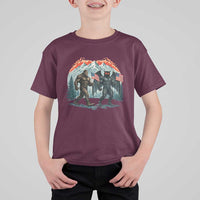 Patriotic Bigfoot And Mothman T Shirt For Kid Funny Cryptid Lover Gift