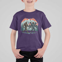 Patriotic Bigfoot And Mothman T Shirt For Kid Funny Cryptid Lover Gift