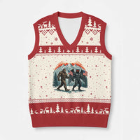 Patriotic Bigfoot And Mothman V-Neck Knit Sweater Vest Funny Cryptid Lover Gift