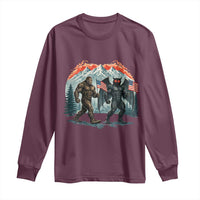 Patriotic Bigfoot And Mothman Long Sleeve Shirt Funny Cryptid Lover Gift
