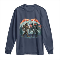 Patriotic Bigfoot And Mothman Long Sleeve Shirt Funny Cryptid Lover Gift