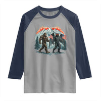 Patriotic Bigfoot And Mothman Raglan Shirt Funny Cryptid Lover Gift