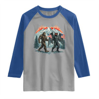 Patriotic Bigfoot And Mothman Raglan Shirt Funny Cryptid Lover Gift