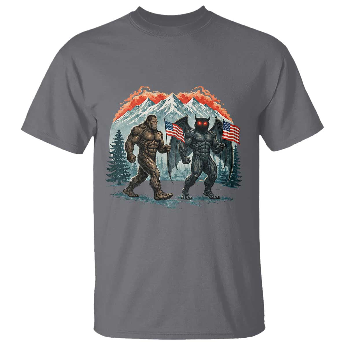 Patriotic Bigfoot And Mothman T Shirt Funny Cryptid Lover Gift