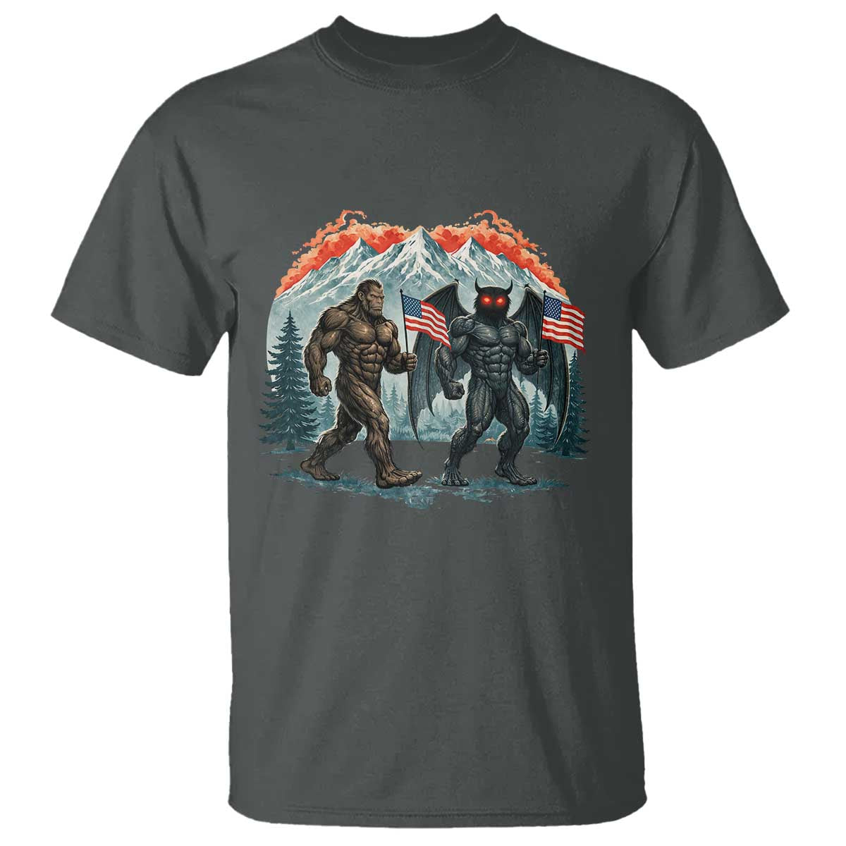 Patriotic Bigfoot And Mothman T Shirt Funny Cryptid Lover Gift