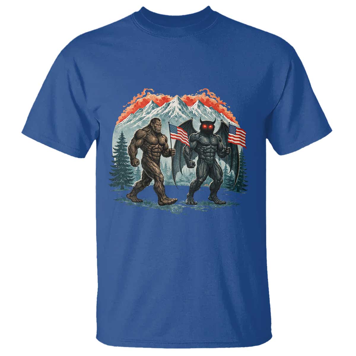 Patriotic Bigfoot And Mothman T Shirt Funny Cryptid Lover Gift