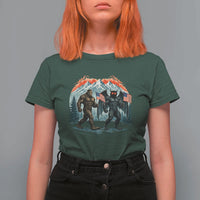 Patriotic Bigfoot And Mothman T Shirt For Women Funny Cryptid Lover Gift
