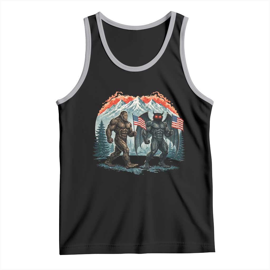Patriotic Bigfoot And Mothman Tank Top Funny Cryptid Lover Gift