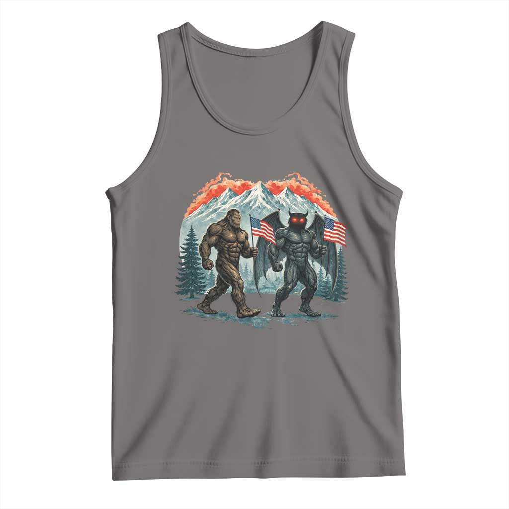Patriotic Bigfoot And Mothman Tank Top Funny Cryptid Lover Gift