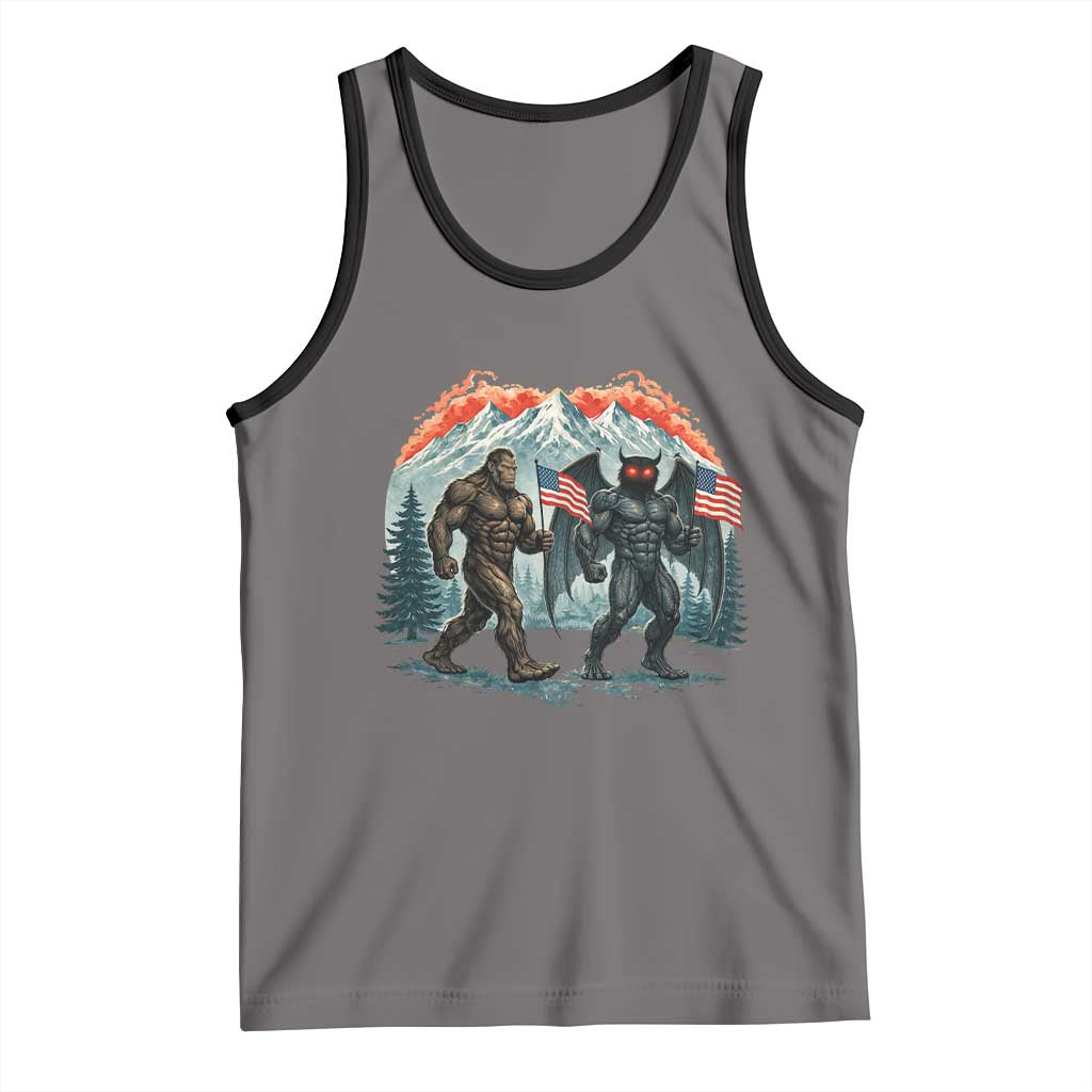 Patriotic Bigfoot And Mothman Tank Top Funny Cryptid Lover Gift