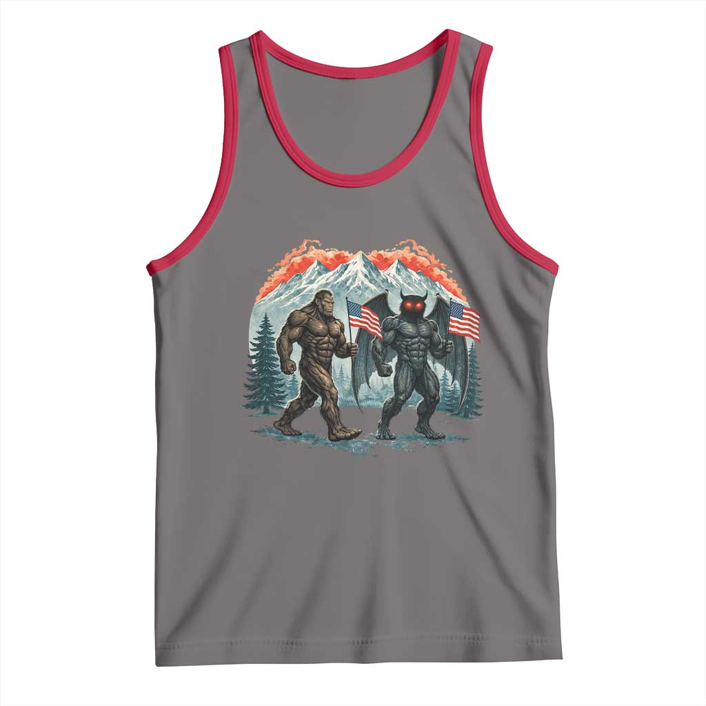 Patriotic Bigfoot And Mothman Tank Top Funny Cryptid Lover Gift