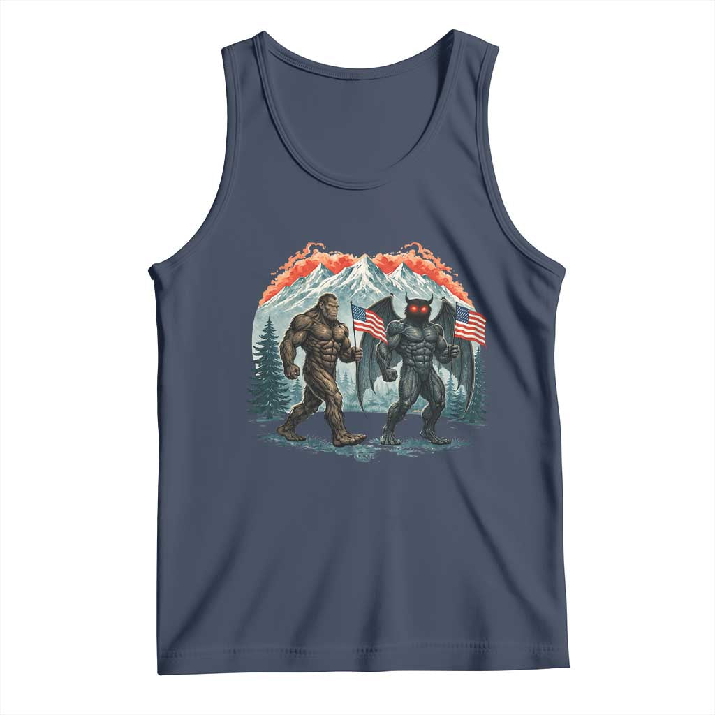 Patriotic Bigfoot And Mothman Tank Top Funny Cryptid Lover Gift