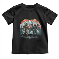 Patriotic Bigfoot And Mothman Toddler T Shirt Funny Cryptid Lover Gift