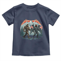 Patriotic Bigfoot And Mothman Toddler T Shirt Funny Cryptid Lover Gift