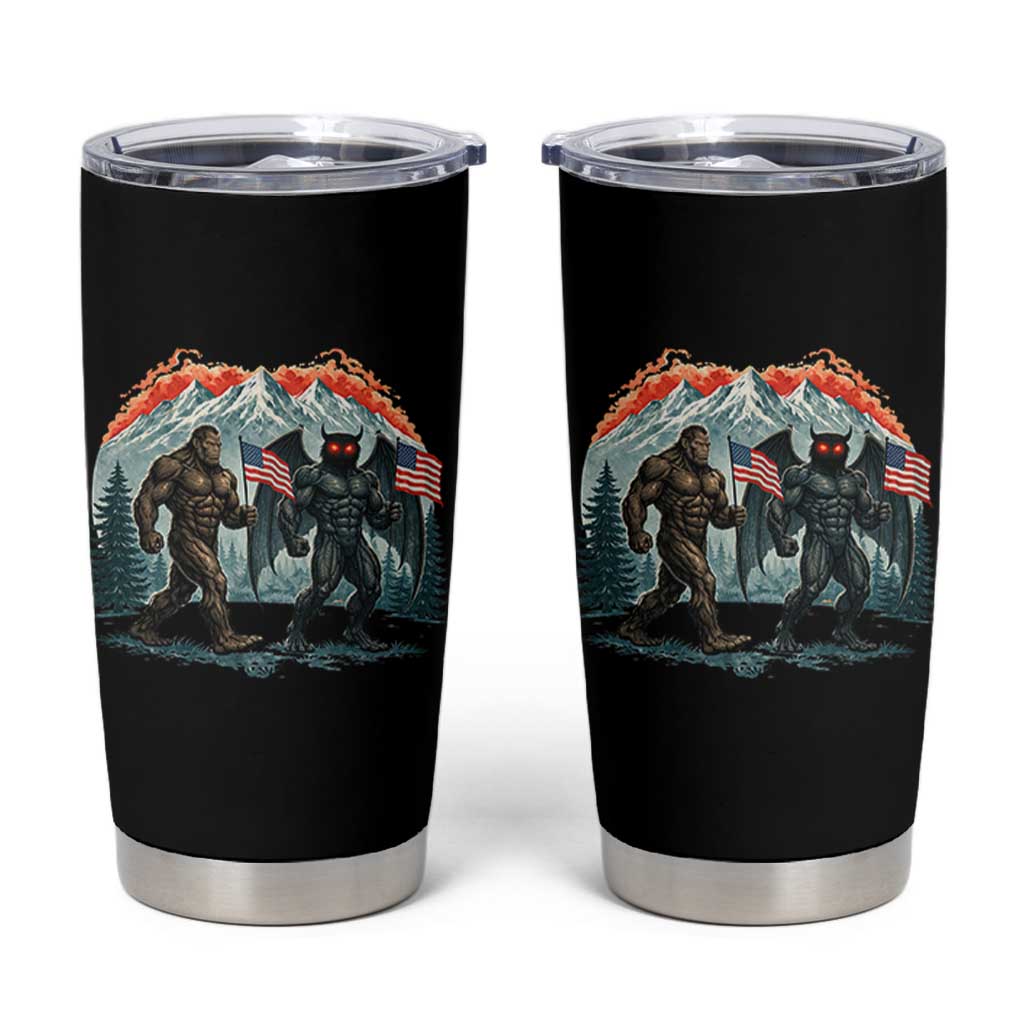 Patriotic Bigfoot And Mothman Tumbler Cup Funny Cryptid Lover Gift