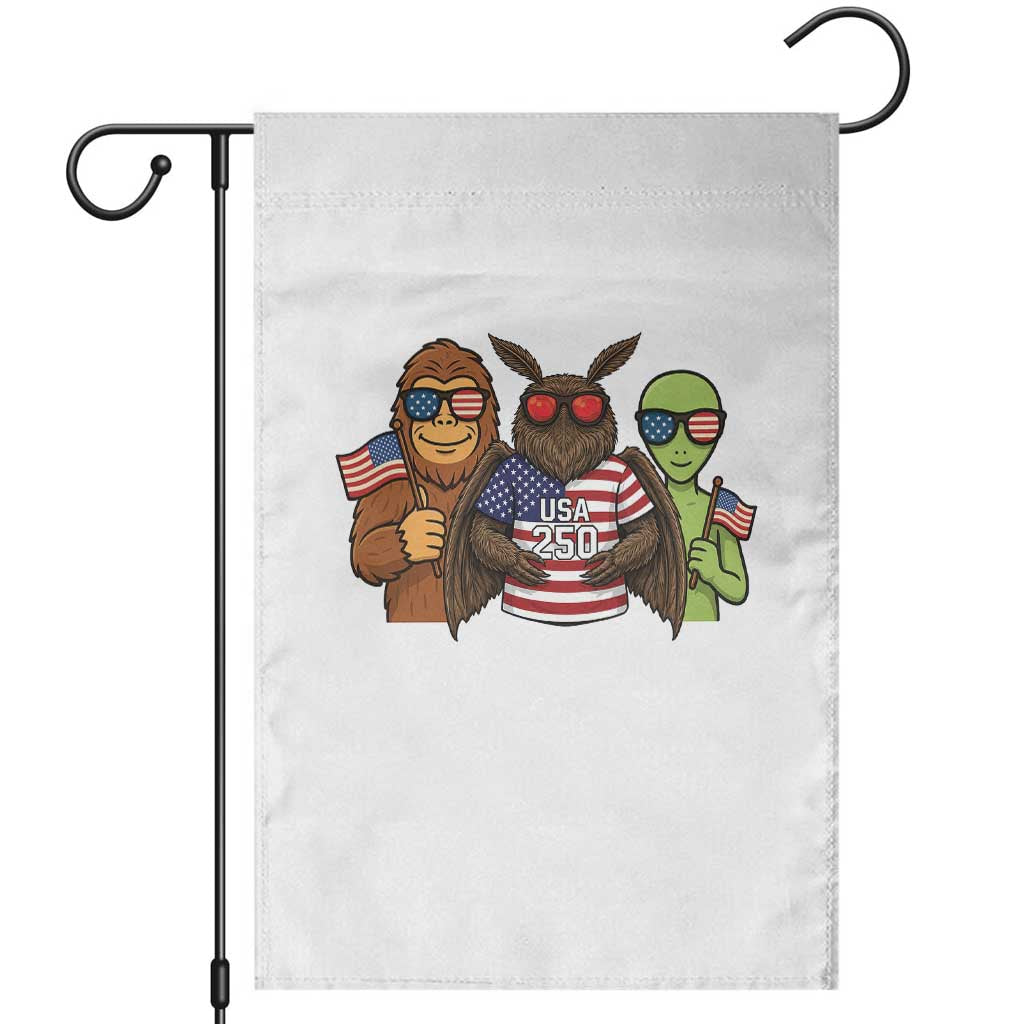 Funny Bigfoot Mothman Alien Garden Flag USA 250th Anniversary
