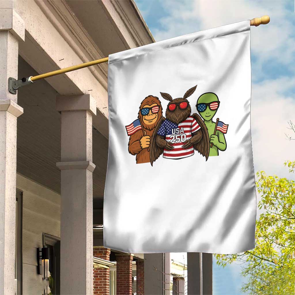 Funny Bigfoot Mothman Alien Garden Flag USA 250th Anniversary