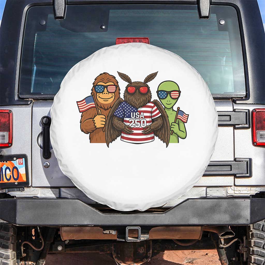 Funny Bigfoot Mothman Alien Spare Tire Cover USA 250th Anniversary