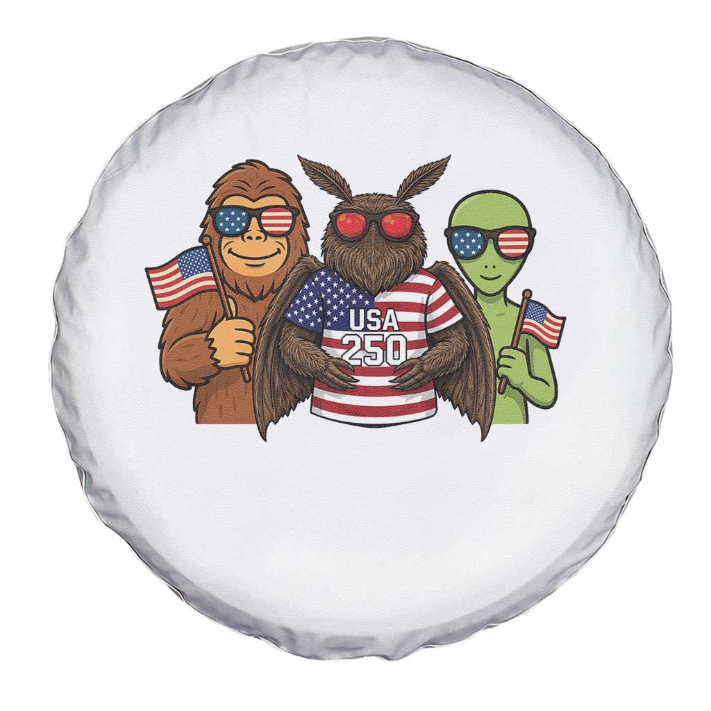 Funny Bigfoot Mothman Alien Spare Tire Cover USA 250th Anniversary