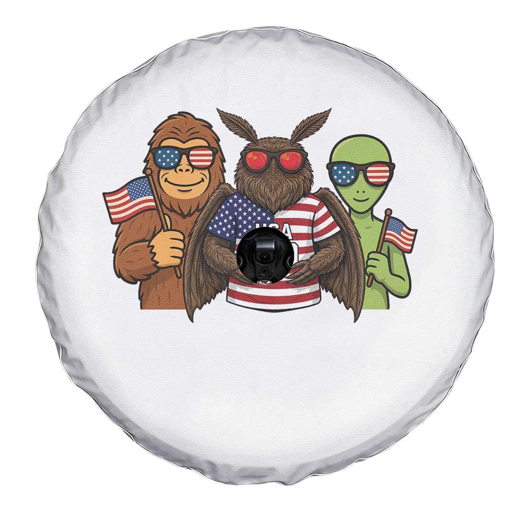 Funny Bigfoot Mothman Alien Spare Tire Cover USA 250th Anniversary