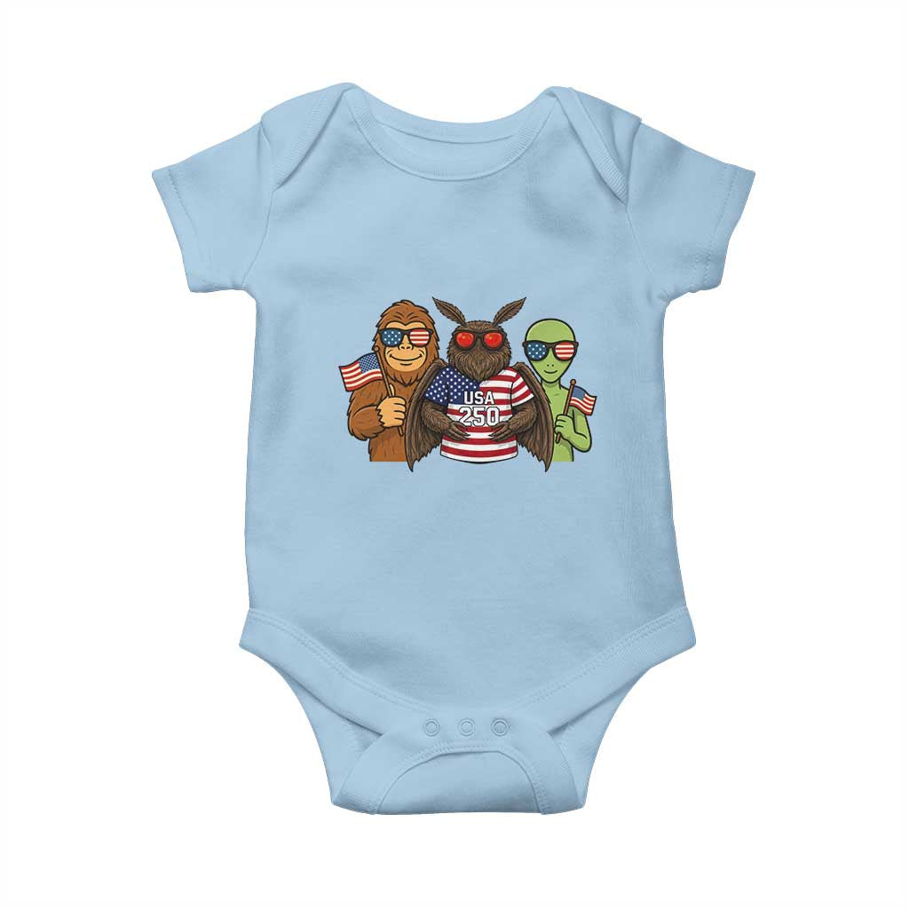 Funny Bigfoot Mothman Alien Baby Onesie USA 250th Anniversary