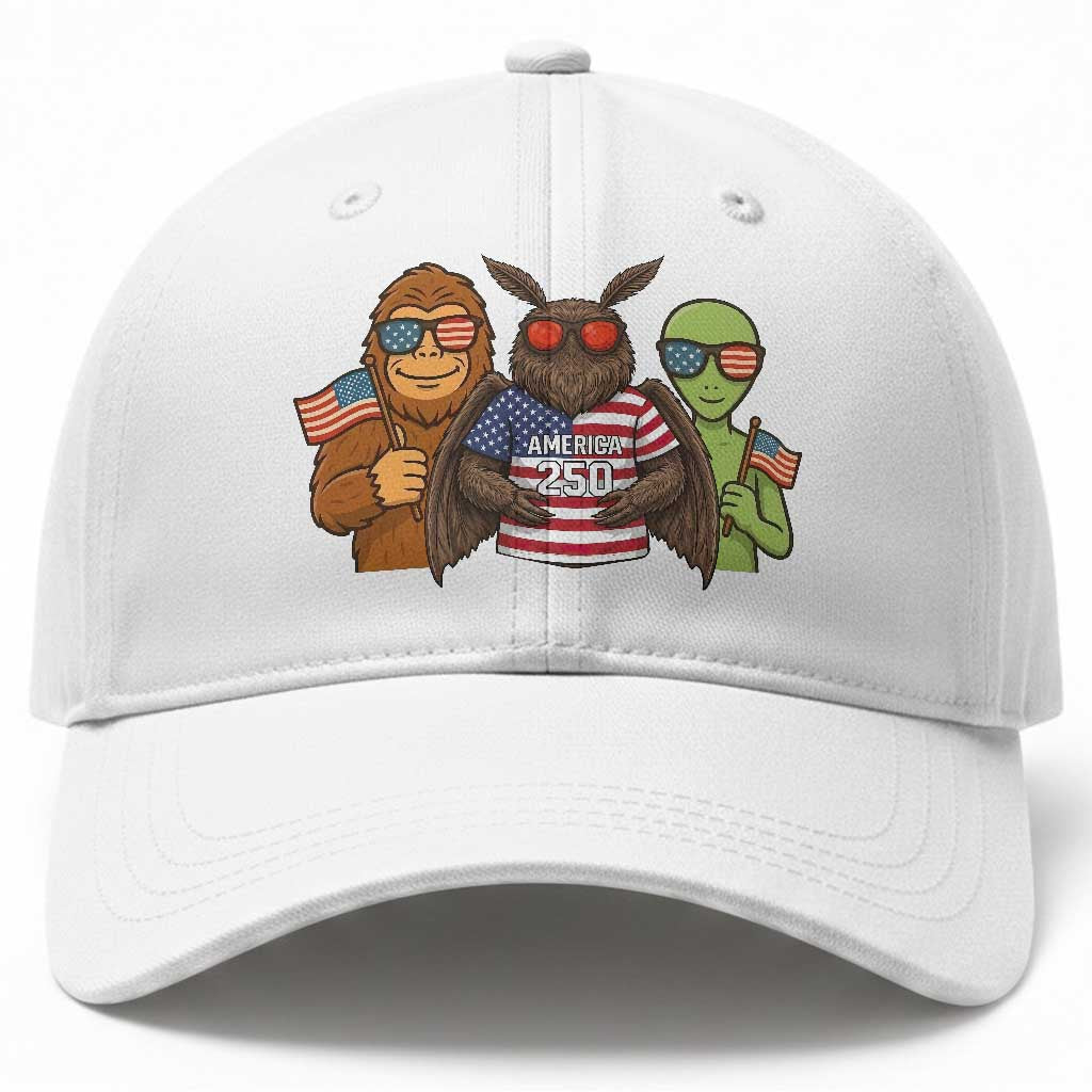 Funny Bigfoot Mothman Alien Baseball Cap USA 250th Anniversary
