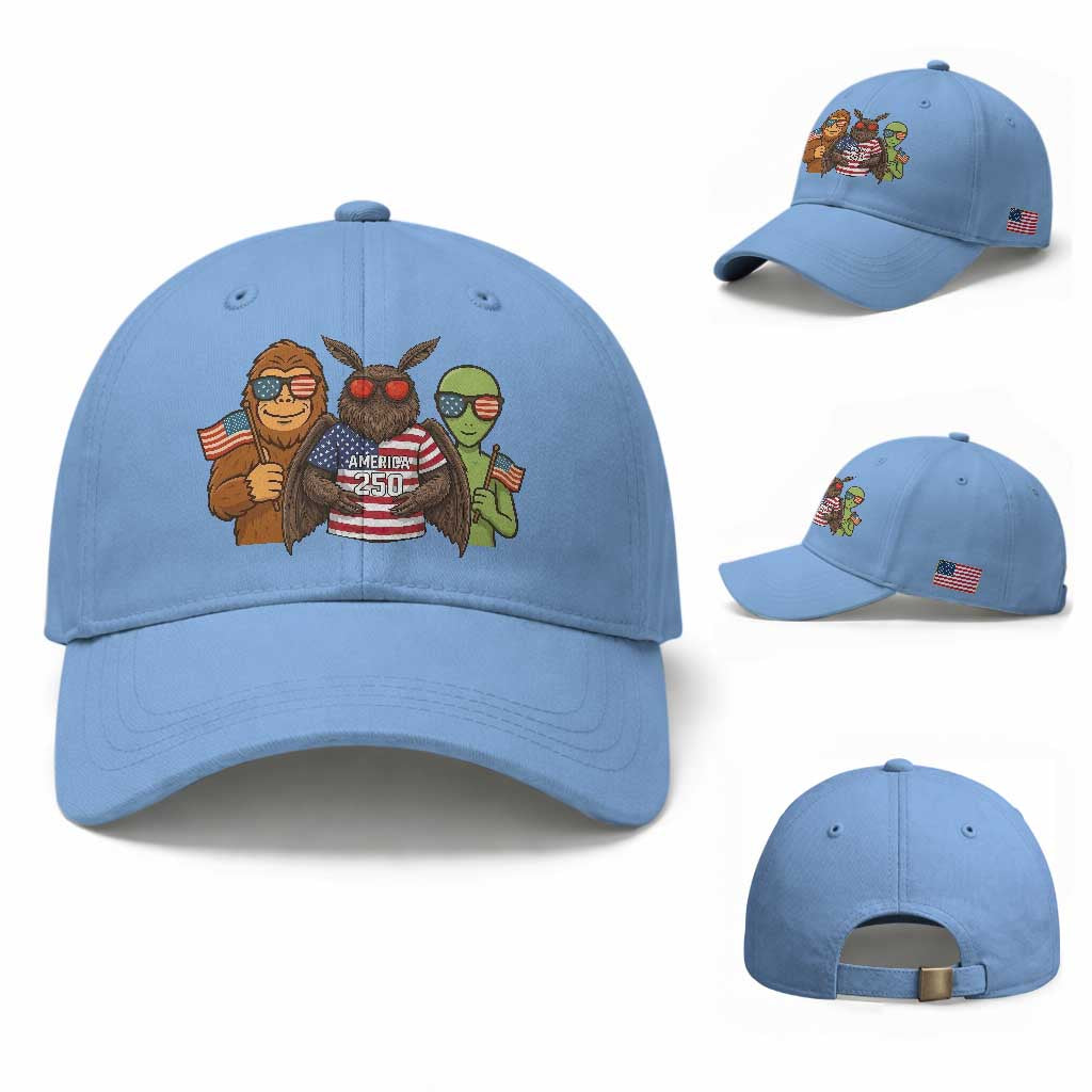 Funny Bigfoot Mothman Alien Baseball Cap USA 250th Anniversary