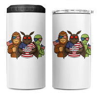 Funny Bigfoot Mothman Alien 4 in 1 Can Cooler Tumbler USA 250th Anniversary