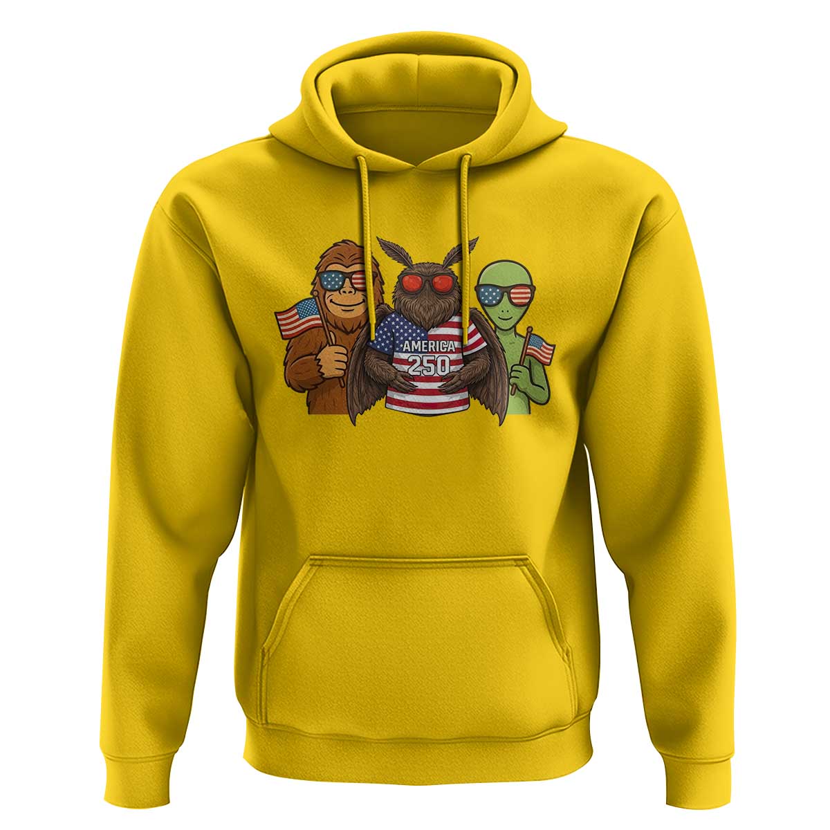 Funny Bigfoot Mothman Alien Hoodie USA 250th Anniversary