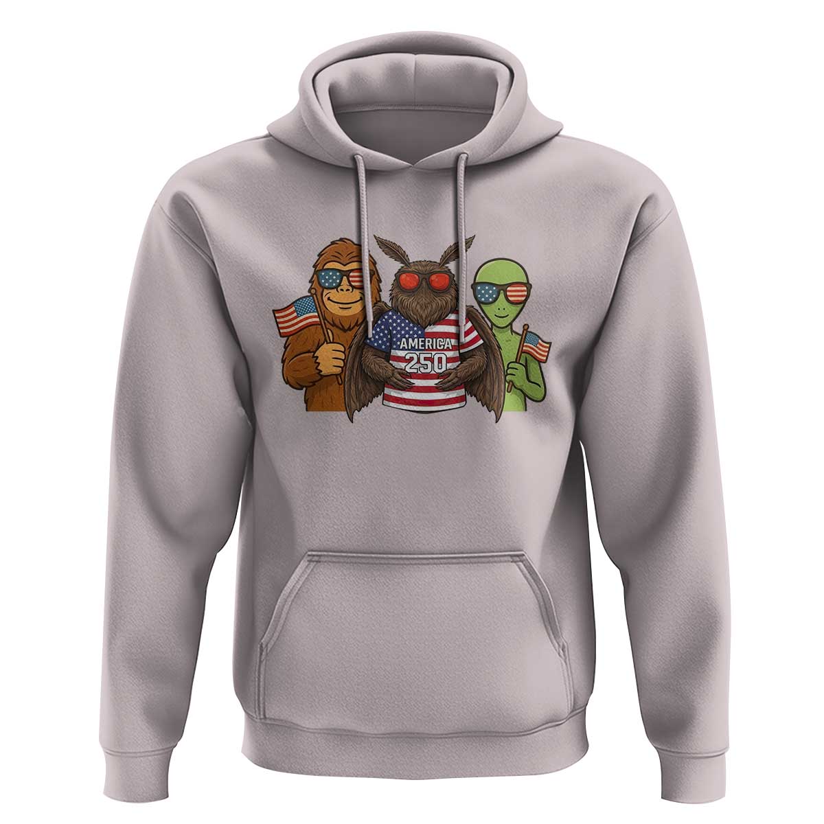 Funny Bigfoot Mothman Alien Hoodie USA 250th Anniversary