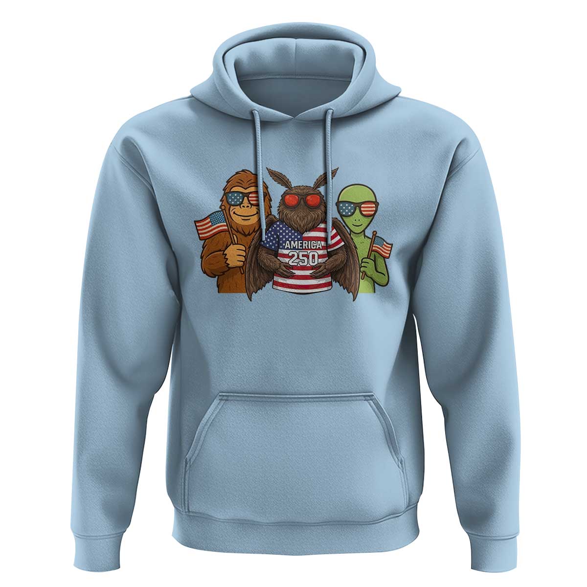 Funny Bigfoot Mothman Alien Hoodie USA 250th Anniversary