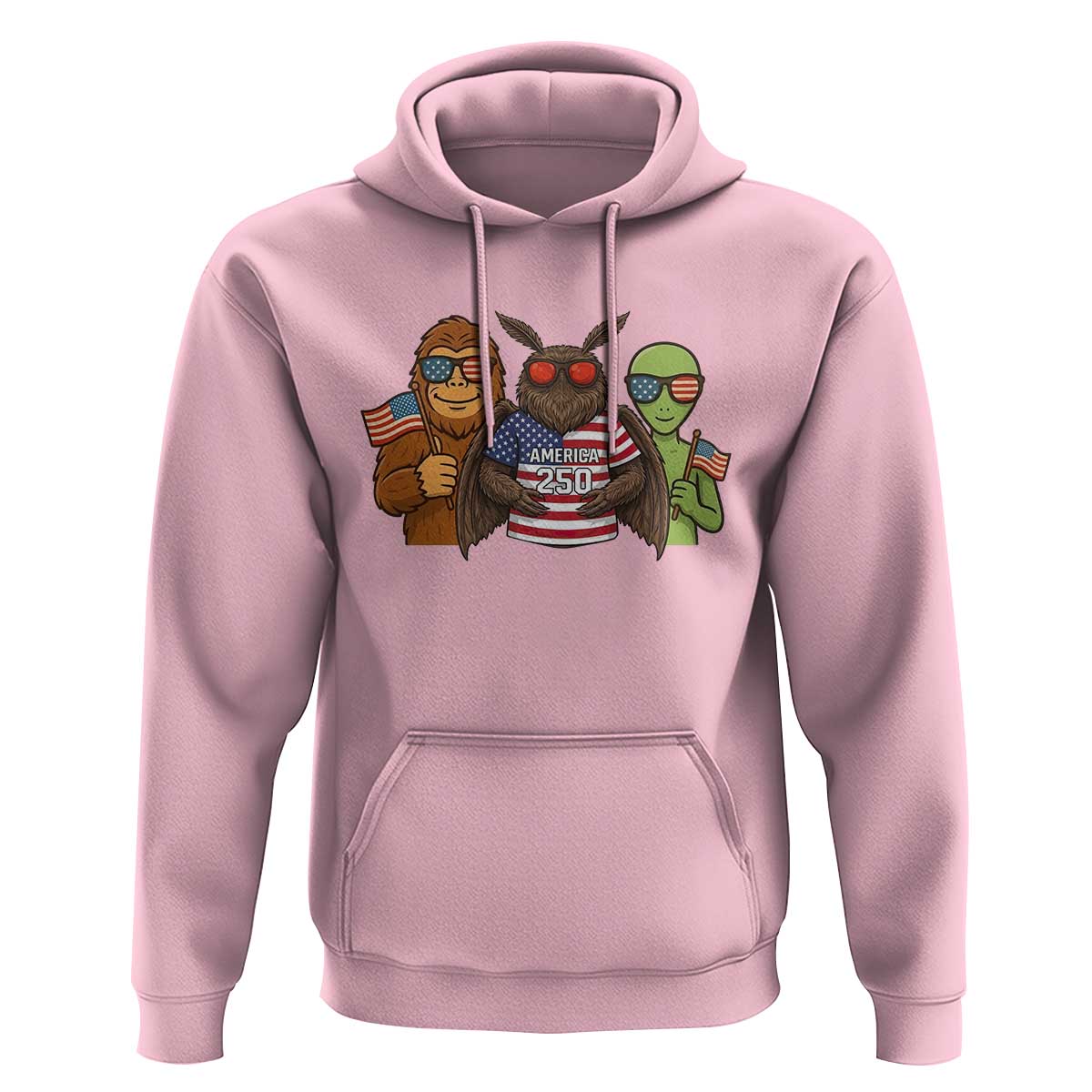 Funny Bigfoot Mothman Alien Hoodie USA 250th Anniversary