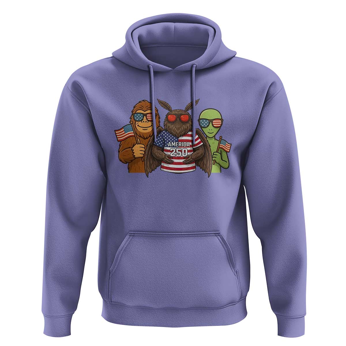Funny Bigfoot Mothman Alien Hoodie USA 250th Anniversary
