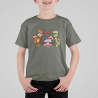 Funny Bigfoot Mothman Alien T Shirt For Kid USA 250th Anniversary
