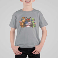 Funny Bigfoot Mothman Alien T Shirt For Kid USA 250th Anniversary