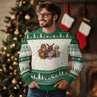 Funny Bigfoot Mothman Alien Ugly Christmas Sweater USA 250th Anniversary