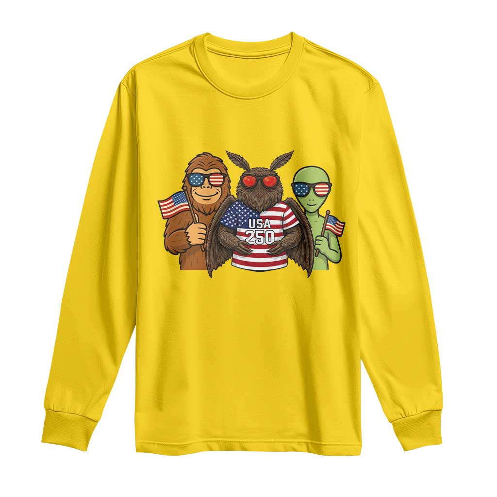 Funny Bigfoot Mothman Alien Long Sleeve Shirt USA 250th Anniversary