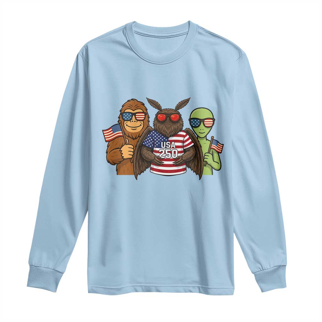 Funny Bigfoot Mothman Alien Long Sleeve Shirt USA 250th Anniversary