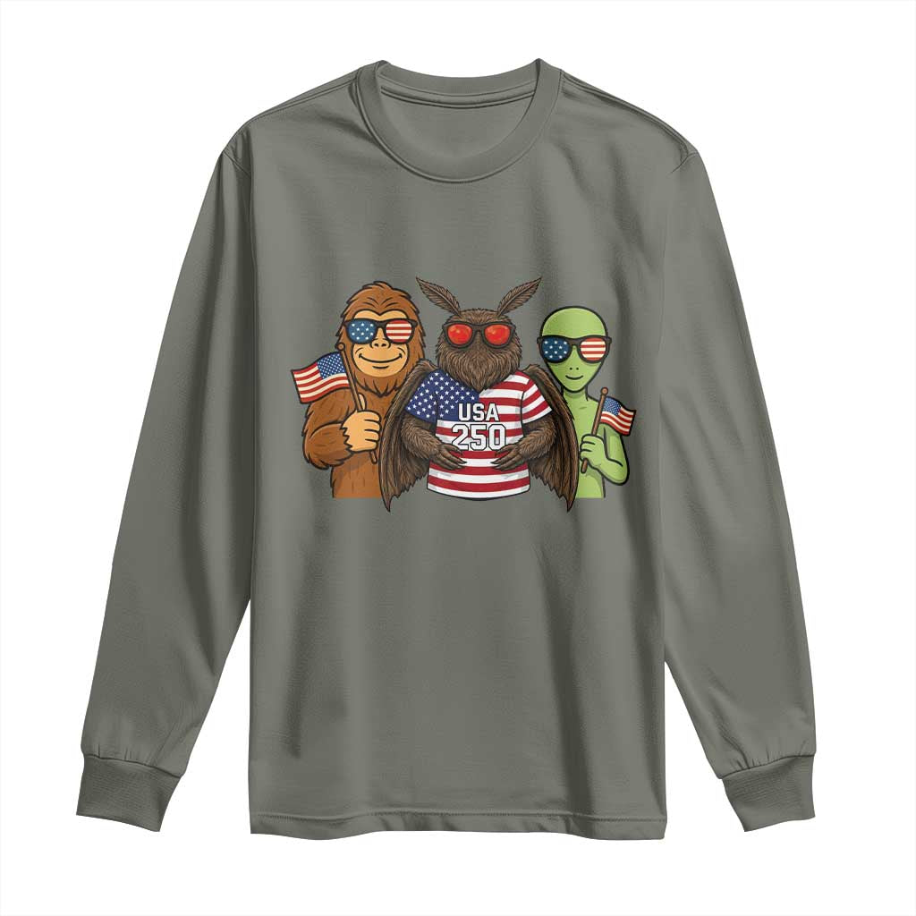 Funny Bigfoot Mothman Alien Long Sleeve Shirt USA 250th Anniversary