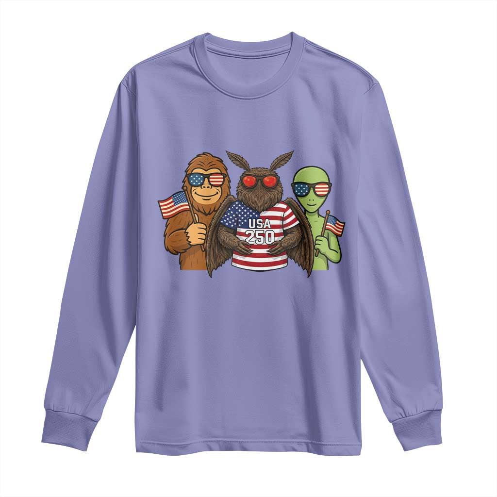Funny Bigfoot Mothman Alien Long Sleeve Shirt USA 250th Anniversary