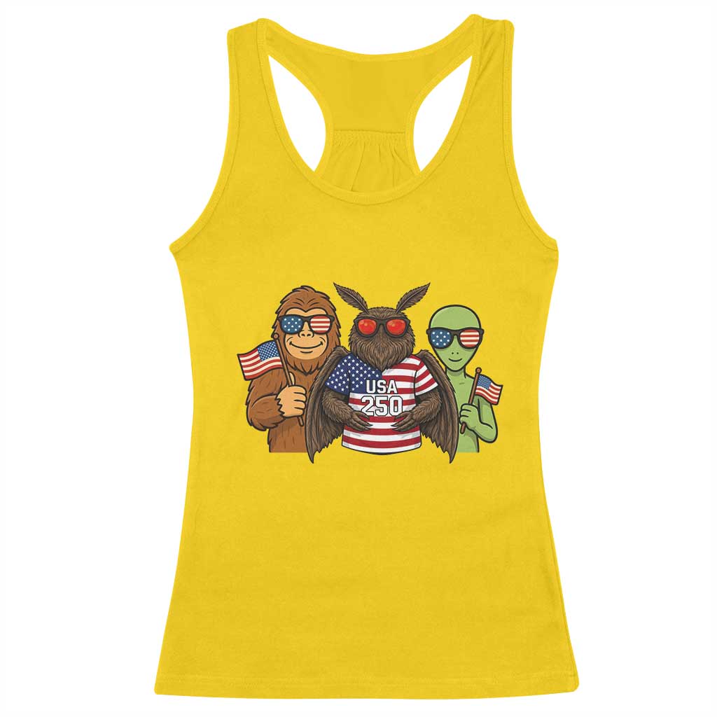 Funny Bigfoot Mothman Alien Racerback Tank Top USA 250th Anniversary