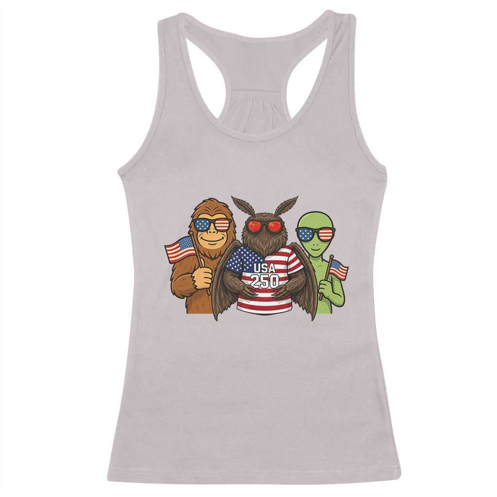Funny Bigfoot Mothman Alien Racerback Tank Top USA 250th Anniversary