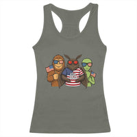 Funny Bigfoot Mothman Alien Racerback Tank Top USA 250th Anniversary